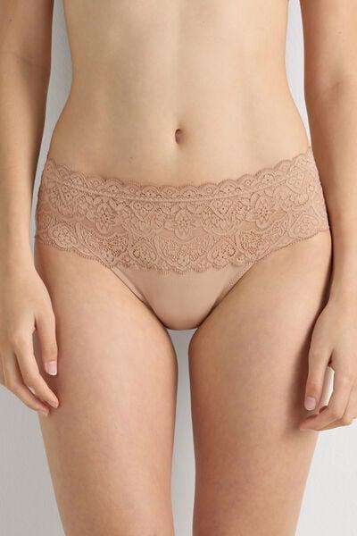 Beige Lace Ruffle Briefs, Soft Beige, large image number 1