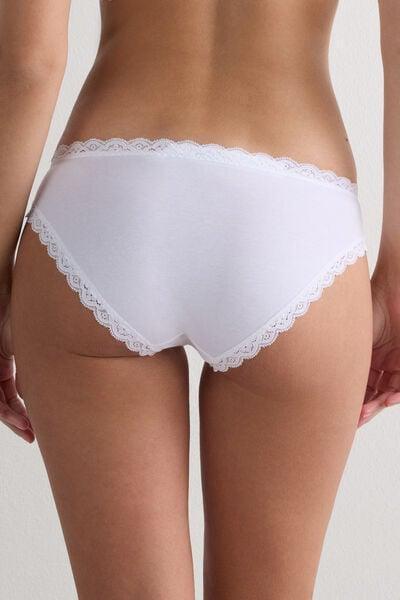 White Cotton And Lace Panties, White, large image number 2