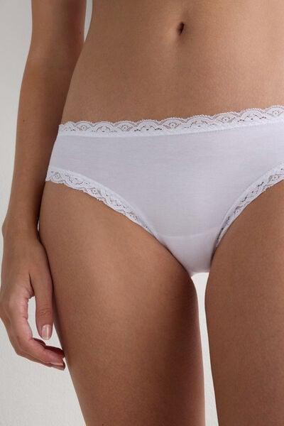 White Cotton And Lace Panties, White, large image number 5