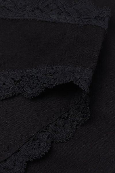 Black Cotton And Lace Briefs, Black, large image number 4