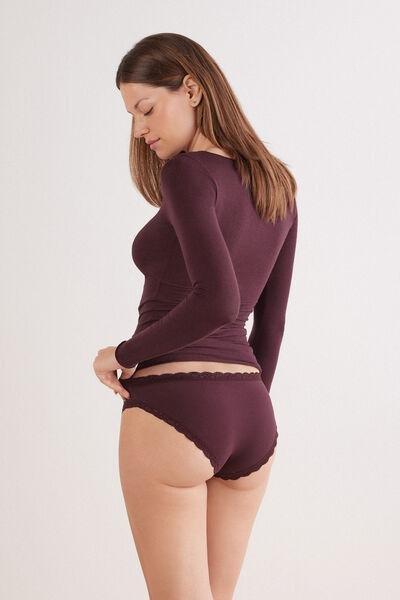 Burgundy Romantic Lace Trim Knickers, 5601_028K, large image number 0