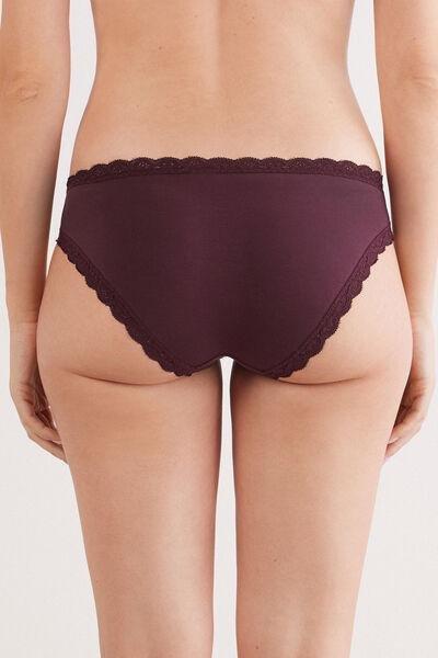 Burgundy Romantic Lace Trim Knickers, 5601_028K, large image number 2