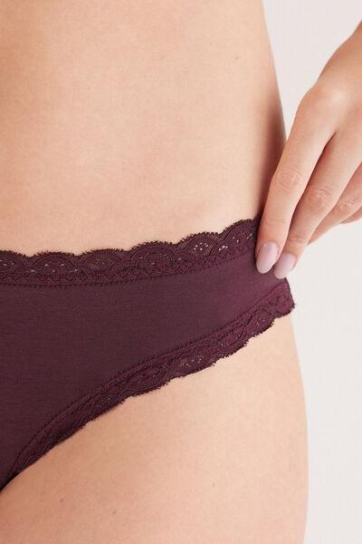 Burgundy Romantic Lace Trim Knickers, 5601_028K, large image number 5