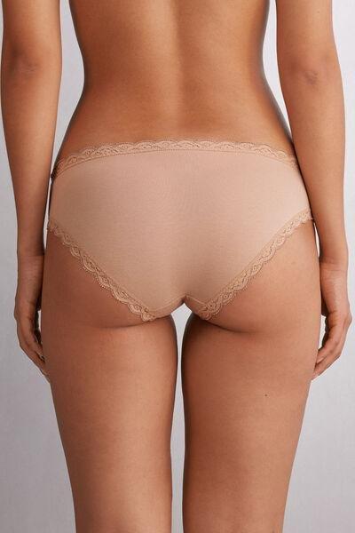 Beige Cotton And Lace Knickers, , large image number 2