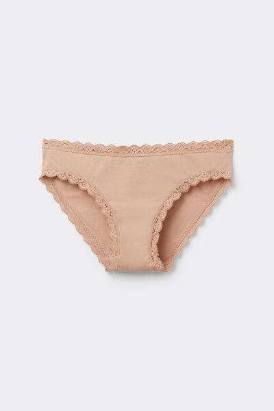 Beige Cotton And Lace Knickers, , large image number 4