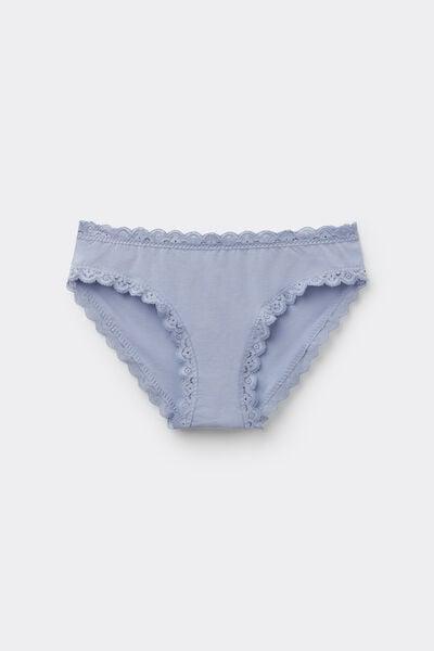 Blue Cotton And Lace Knickers, 5601_064K, large image number 3