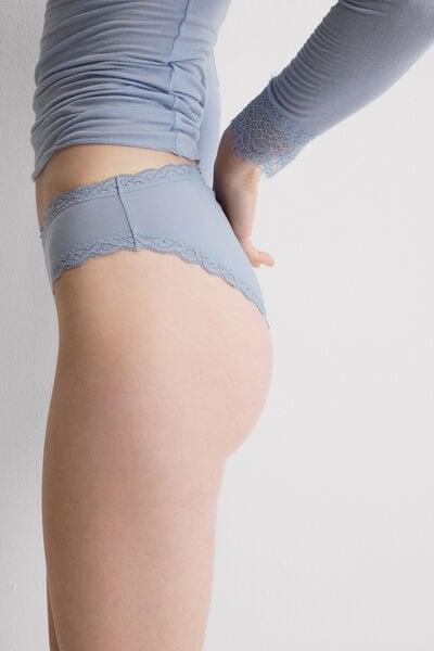 Blue Cotton And Lace Knickers, 5601_064K, large image number 5