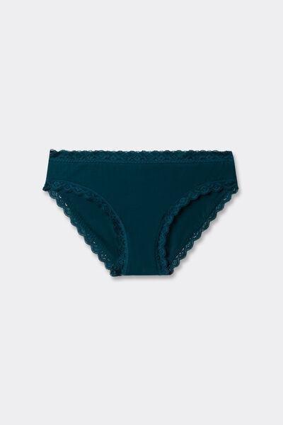 Green Lightweight Cotton And Lace Knickers, 5601_187K, large image number 0