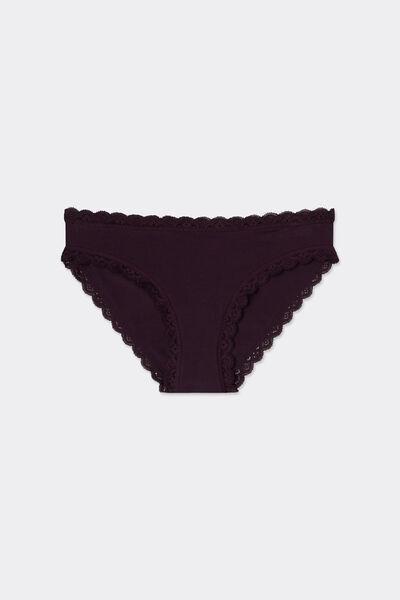 Purple Lightweight Cotton And Lace Knickers, 5601_198K, large image number 0