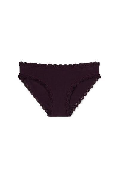 Purple Lightweight Cotton And Lace Knickers, 5601_198K, large image number 1