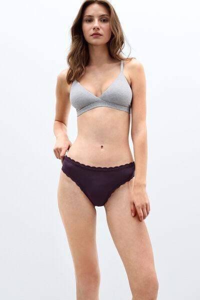 Purple Lightweight Cotton And Lace Knickers, 5601_198K, large image number 3