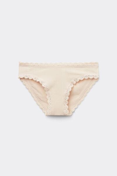 Cream Cotton And Lace Panties, , large image number 2