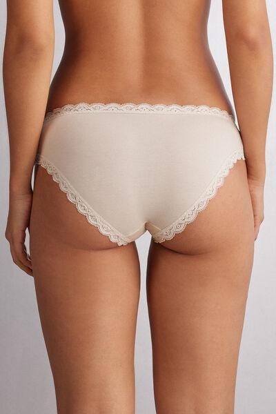 Cream Cotton And Lace Panties, , large image number 3