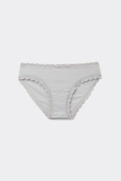 Grey Cotton And Lace Knickers, , large image number 2