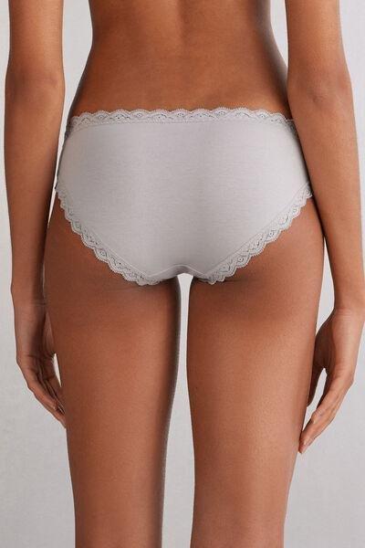 Grey Cotton And Lace Knickers, , large image number 3