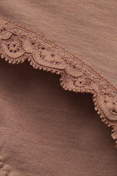 Beige Cotton And Lace Knickers, Brown Mocha, large image number 4