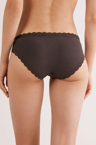 Brown Cotton And Lace Knickers, , large image number 3