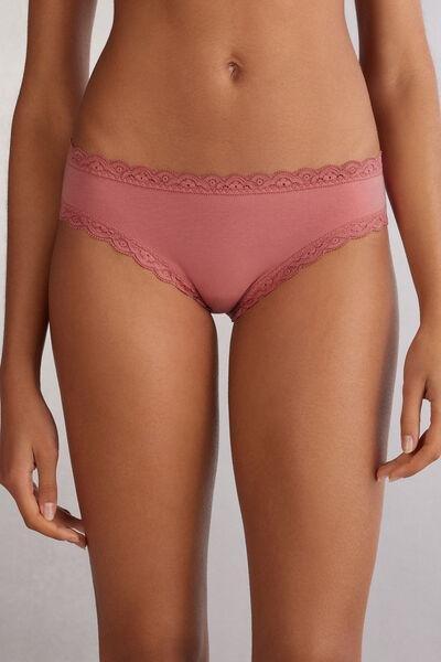 Pink Cotton And Lace Knickers, , large image number 0