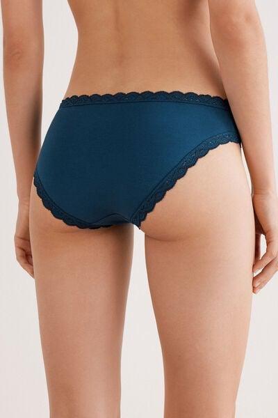 Blue Cotton And Lace Knickers, 5601_937J, large image number 4