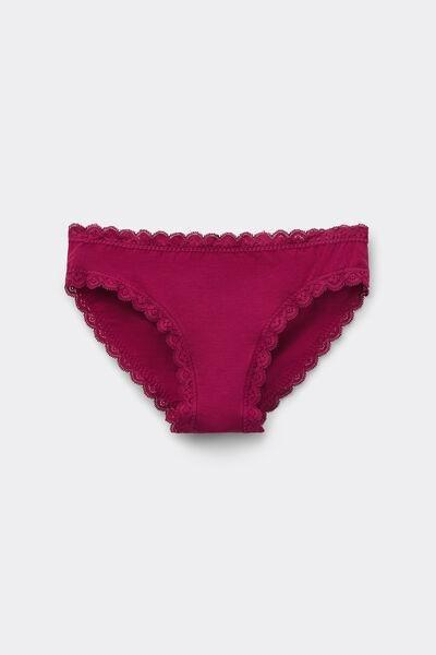 Red Cotton And Lace Knickers, , large image number 1