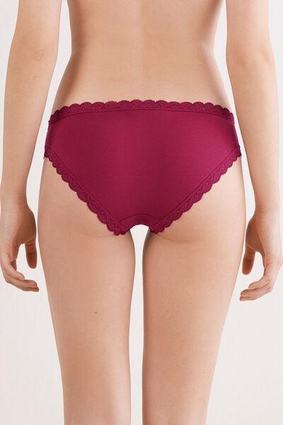 Red Cotton And Lace Knickers, , large image number 3