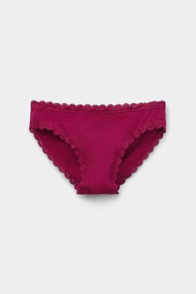 Red Cotton And Lace Knickers, 5601_940J, large image number 3