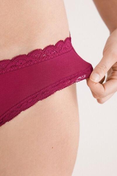 Red Cotton And Lace Knickers, 5601_940J, large image number 5