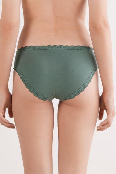 Green Cotton And Lace Knickers, 5601_941J, large image number 2