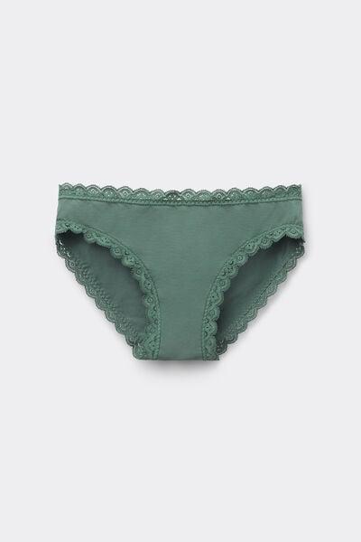 Green Cotton And Lace Knickers, 5601_941J, large image number 3