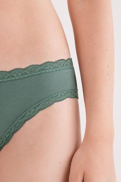 Green Cotton And Lace Knickers, 5601_941J, large image number 5
