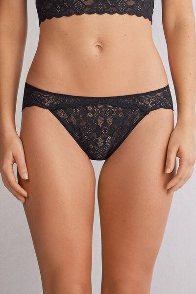Black Low-Rise Lace Knickers, , large image number 0