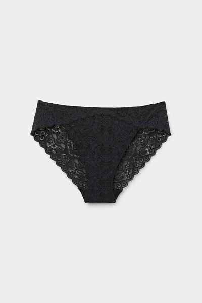 Black Low-Rise Lace Knickers, , large image number 1
