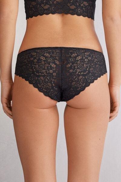 Black Low-Rise Lace Knickers, , large image number 3
