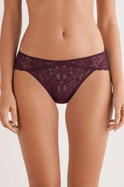 Burgundy Low-Rise Lace Knickers, 5601_028K, large image number 1