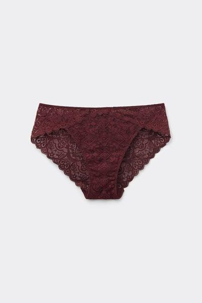 Burgundy Low-Rise Lace Knickers, 5601_028K, large image number 3