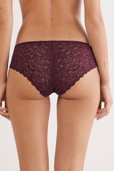 Burgundy Low-Rise Lace Knickers, 5601_028K, large image number 4