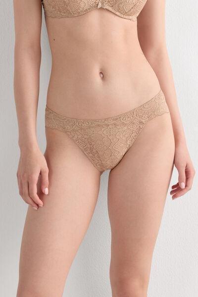 Beige Low-Rise Lace Knickers, Soft Beige, medium