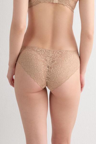 Beige Low-Rise Lace Knickers, Soft Beige, large image number 2