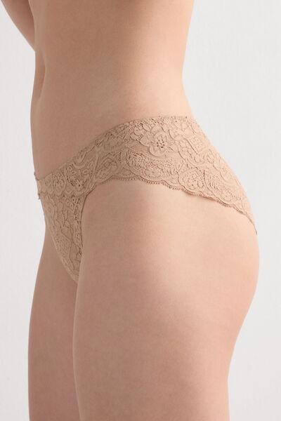 Beige Low-Rise Lace Knickers, Soft Beige, large image number 5