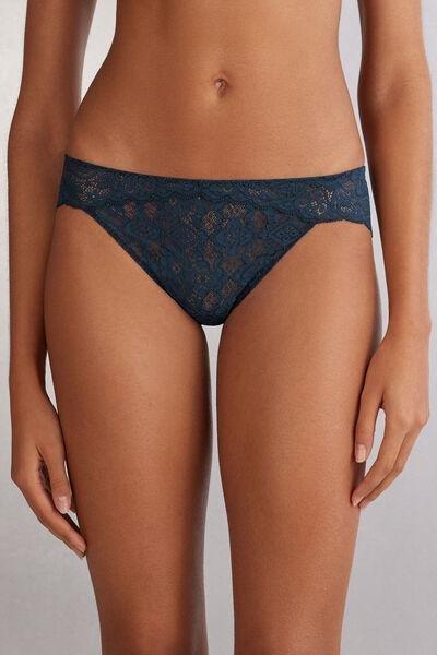 Navy Low-Rise Lace Knickers, Intense Blue, medium