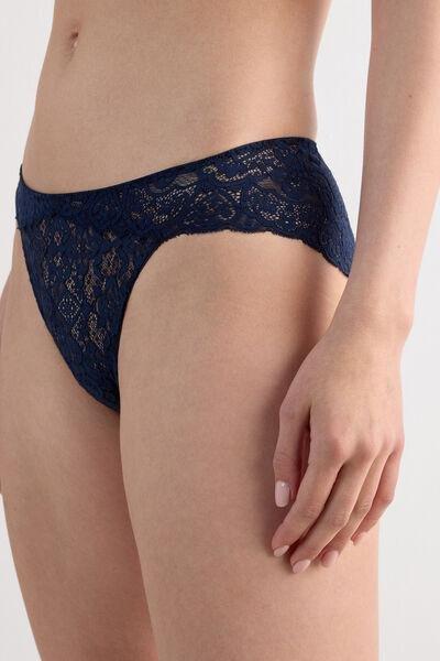 Navy Low-Rise Lace Knickers, Intense Blue, large image number 5