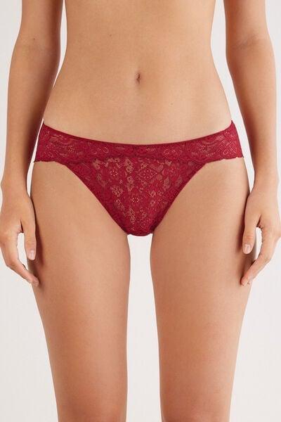 Red Low-Rise Lace Knickers, Red, medium