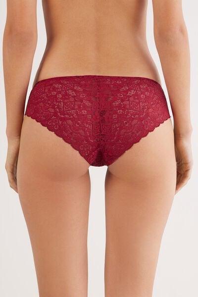 Red Low-Rise Lace Knickers, Red, large image number 2