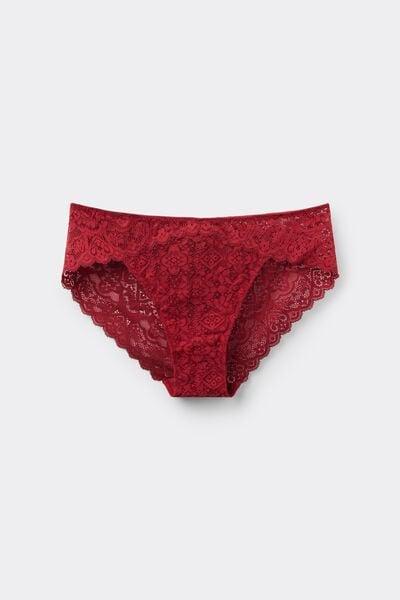 Red Low-Rise Lace Knickers, Red, large image number 3