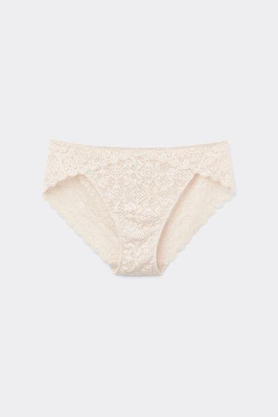 Cream Low-Rise Lace Knickers, , large image number 1