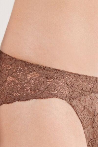 Beige Low-Rise Lace Knickers, Brown Mocha, large image number 5