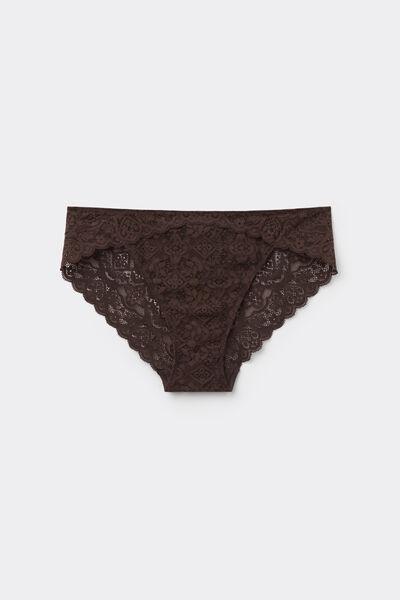 Brown Low-Rise Lace Knickers, , large image number 1