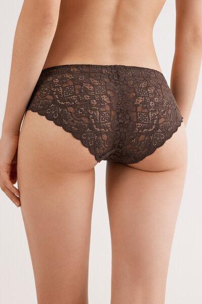 Mocha Brown Low-Rise Lace Knickers, 5601_705J, large image number 2