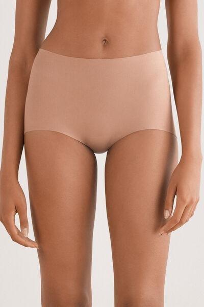 Beige High-Waisted Cotton Briefs, Medium Beige, large image number 0