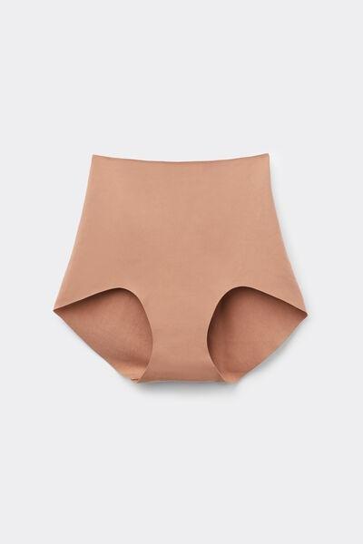 Beige High-Waisted Cotton Briefs, Medium Beige, medium
